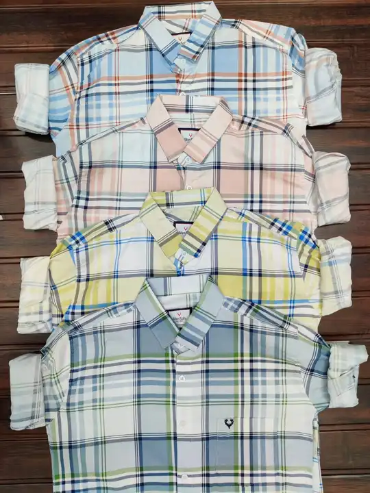 MENS FULL SLEEVE SHIRTS**BRAND ALLENSOLLY**SIZE M L XL**FABRIC LYCRA**COLOURS 14**SET 42 P uploaded by Shubharambh on 5/16/2023