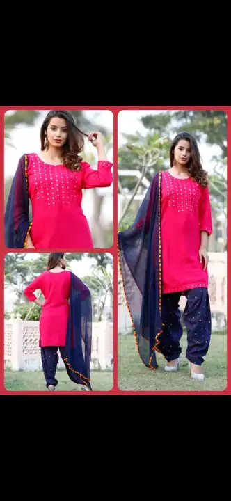 M to XXL, REYON 140 GSM will full havy embroidery kurti with patiyala  ( Full Stitched  )* uploaded by Online Ladies Dresses on 5/17/2023