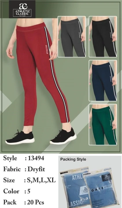 Athletic Classic's Women Dryfit Side Stripe Trank Pant (13494) uploaded by Amarratva Knitwears Private limited on 5/17/2023