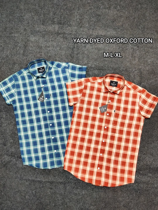 HALF SLEEVE OXFORD COTTON CHECKS SHIRTS FOR WHOLESALE BY HARITHWEAR  uploaded by Siddhi Garments on 5/17/2023