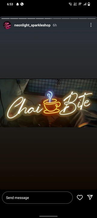 Chai Bite Neon sign For Occasions Or Decoration items  uploaded by Shyam enterprises on 5/17/2023