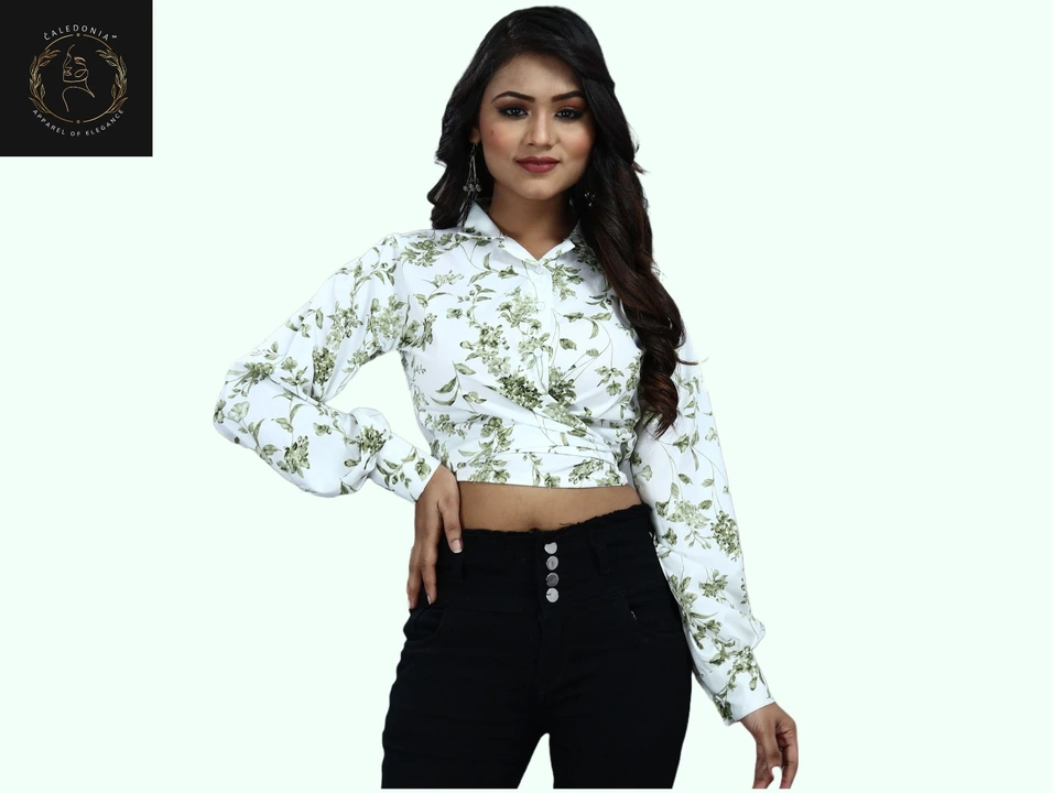 Caledonia Women's Floral Tie Knot Crop Shirt Western Designer Top uploaded by CALEDONIA APPARELS on 5/17/2023