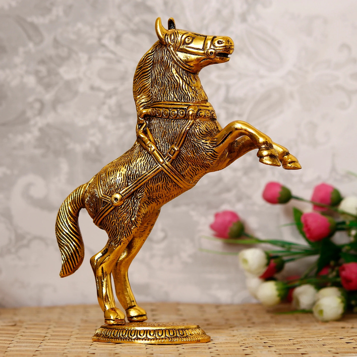 Golden Metal Jumping Horse Statue uploaded by Home decor on 5/17/2023
