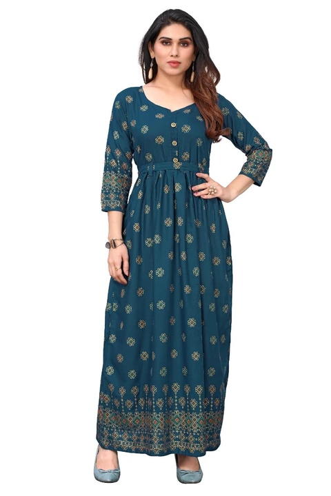 Rayon printed long dress  uploaded by Priya fashion on 5/17/2023