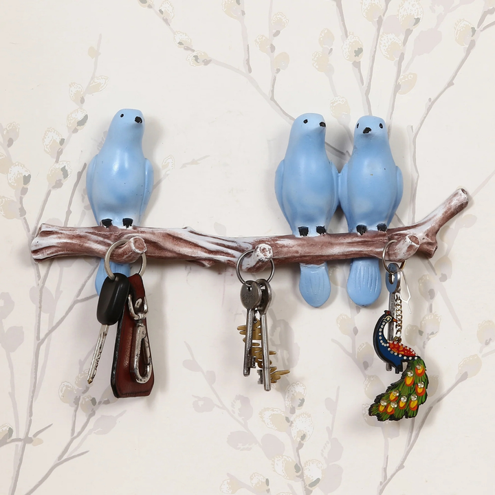 Polyresin 3 Blue Birds Sitting on Tree Branch Decor  uploaded by Home decor on 5/17/2023