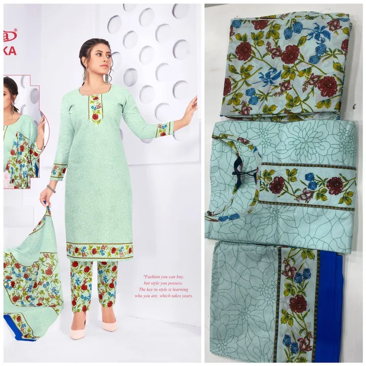 Fency drsinger cotton print kurti pent dupatta set uploaded by Maa enterprise on 5/17/2023