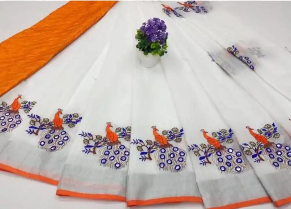 Beautiful cotton Embroidery saree  uploaded by G V CREATION on 5/17/2023