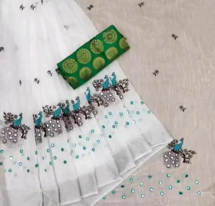 Beautiful cotton Embroidery saree  uploaded by G V CREATION on 5/17/2023