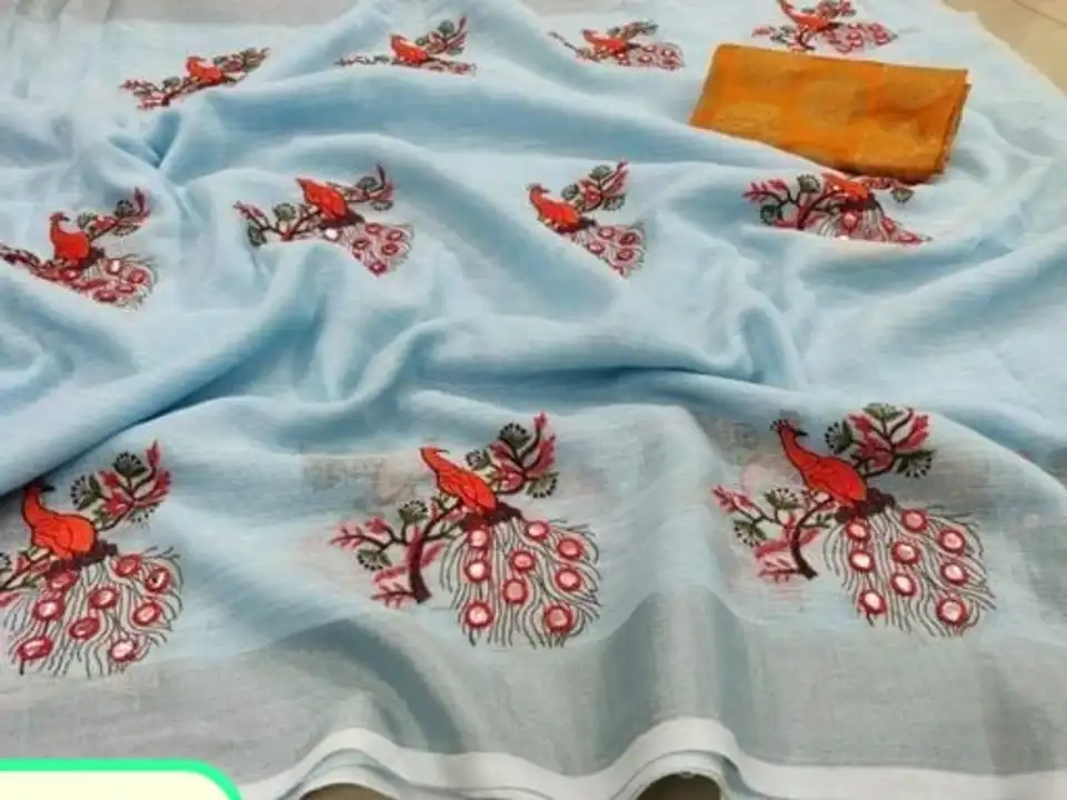 Beautiful cotton Embroidery saree  uploaded by G V CREATION on 5/17/2023