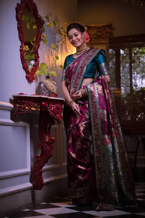 *Fabric:* Soft Banarasi Silk Saree with all over colourfull meena Weaves Pattern and Contrast border uploaded by Miss Lifestyle on 5/17/2023