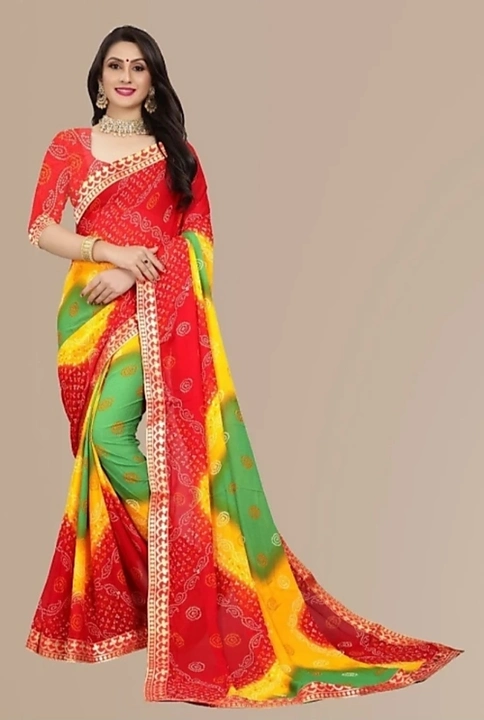Multicolour Georgetee Saree uploaded by business on 5/17/2023