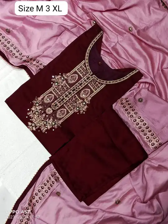 *Fabric : Heavy silk cotton* 
*Kurti with pant with dupatta*
*Size : M L XL XXL
 uploaded by NR COLLECTIONS on 5/17/2023