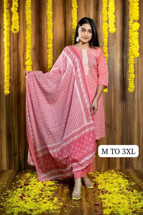 *Cotton 3  PC’s Set for womens* 
*100% original 60"60 Jaipuri Cotton*

*Sizes available:- M to 3xl uploaded by business on 5/17/2023
