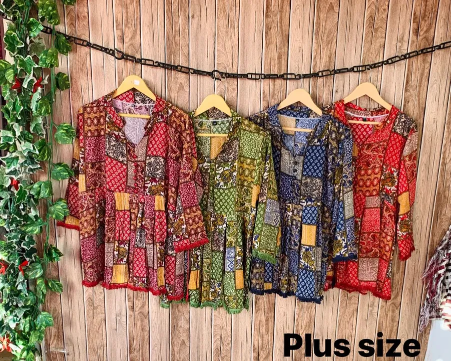 Plus size 
Printed Top
Fabric- cotton riyon wrinkle
Bust size -38 to 42
Length- 28 uploaded by NR COLLECTIONS on 5/17/2023