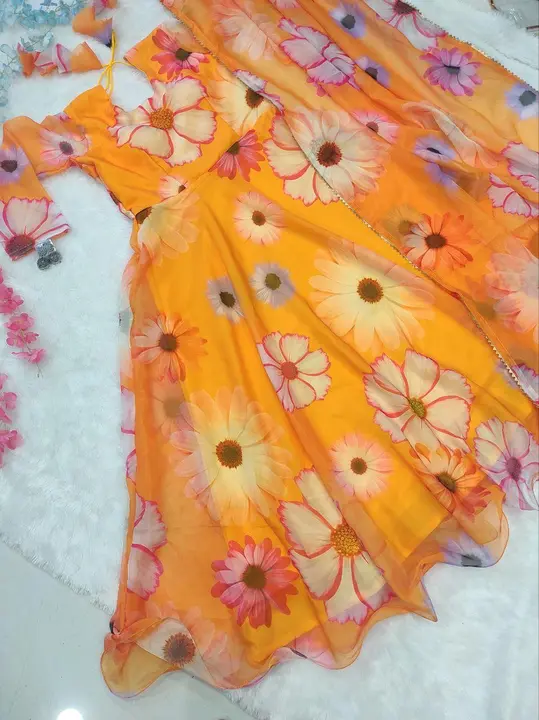 Heavy georgette fabric in heavy digital print kurti with dupatta in lace  uploaded by G V CREATION on 5/17/2023