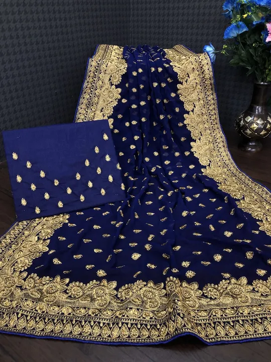 Georgette With Embroidery C Pallu work All over saree  uploaded by Murliwala Fashion on 5/18/2023