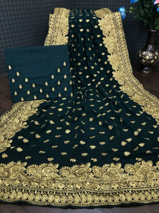 Georgette With Embroidery C Pallu work All over saree  uploaded by business on 5/18/2023