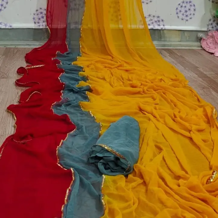 Nazmin chiffon multi colour saree for summer special  uploaded by FASHION MART on 5/18/2023