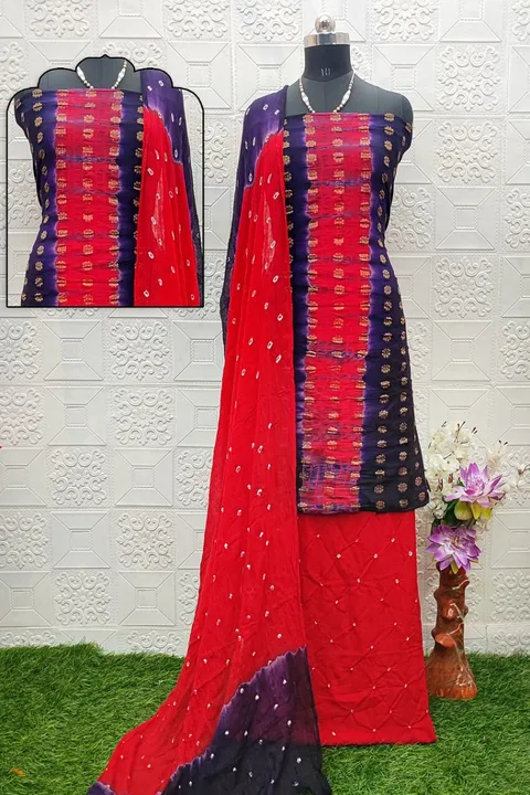 Pure Bandhani dress material uploaded by Vraj-Vihar Synthetics on 5/18/2023