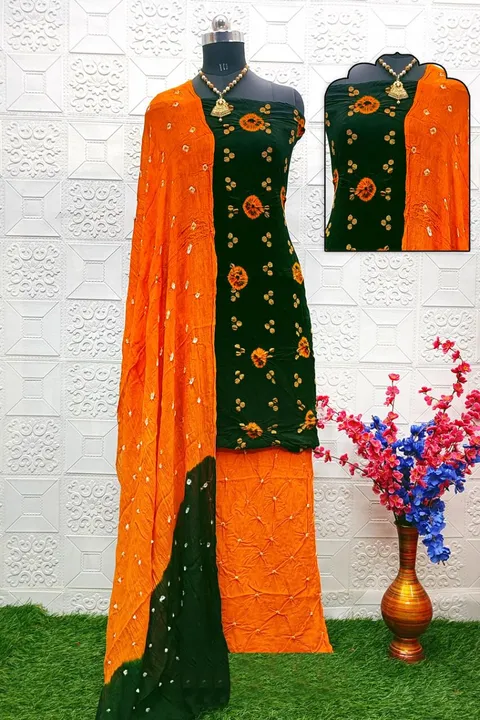 Pure Bandhani dress material uploaded by Vraj-Vihar Synthetics on 5/18/2023