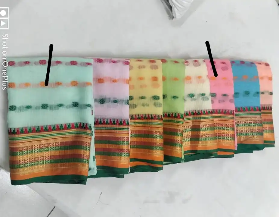 Kota Doria cotton saree with heavy border and beautiful butti pattern in all over saree uploaded by Sidhidata Textile on 5/18/2023