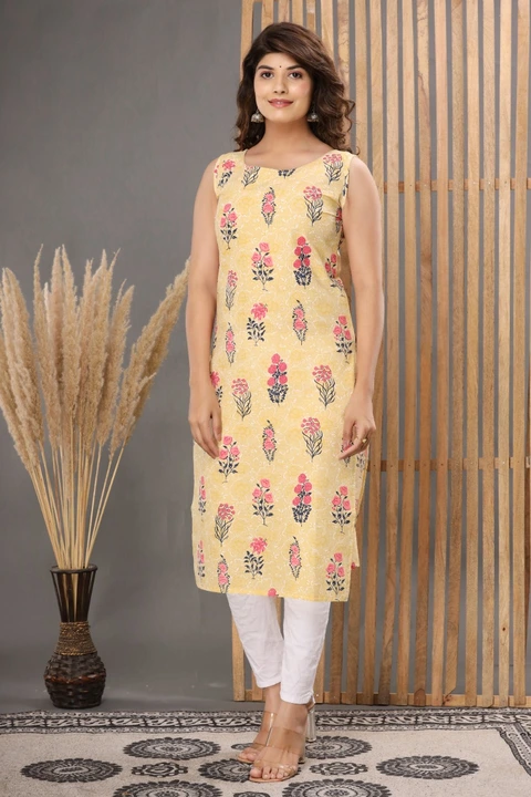 Sleeveless floral kurti
Size- M, L, Xl, Xxl
Lenght- 41"
Fabric- Cotton
Price- 190+5%GST uploaded by Ganpati handicrafts  on 5/18/2023