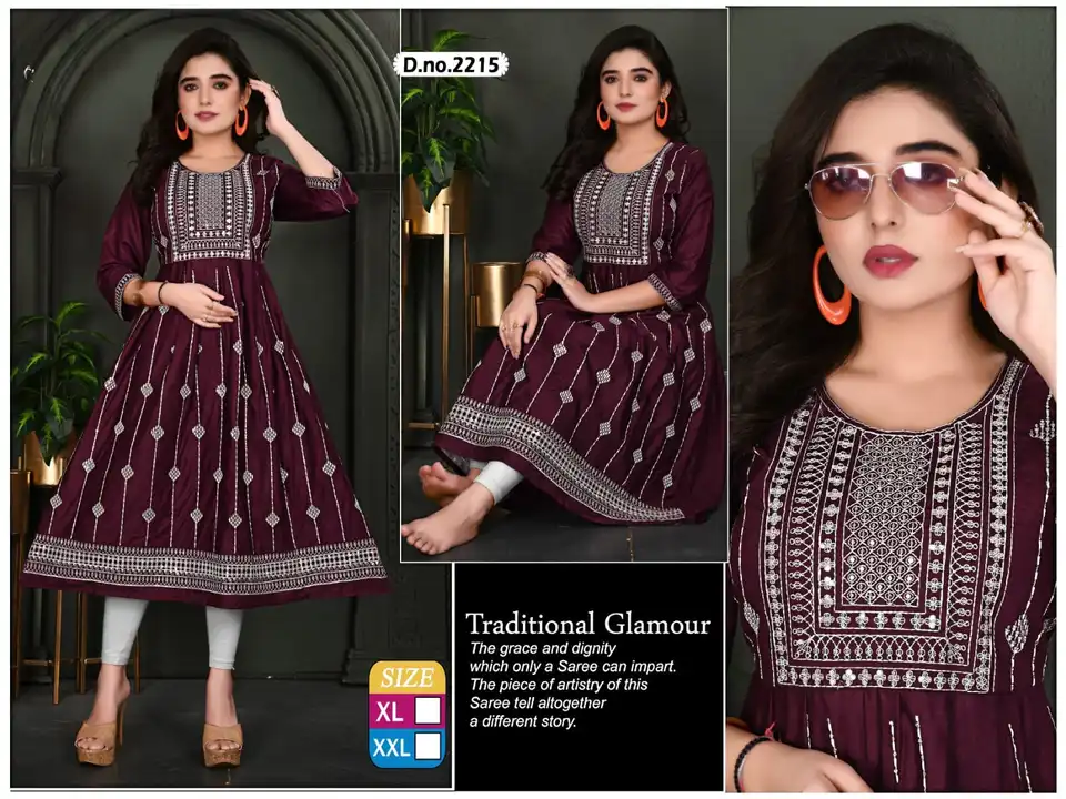 Fancy long ghera work embroidery printed full selevess regular wear party wear ladies wear xl xxl uploaded by Radha Creation , Maira sales for Readymade items on 5/18/2023