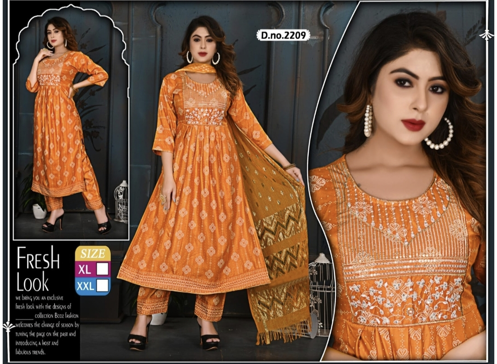 Nayra cut kurti with pant and dupatta  uploaded by BHATTAD TEXTILE AGENCY  on 5/18/2023
