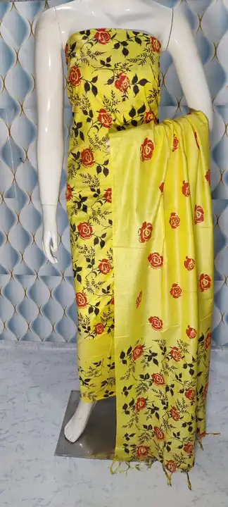 NEW CELLATION
KATAN  SLUB COLOUR FUL SILK  SUIT 
SCREEN PRINT  DRESS MATERIAL

 uploaded by business on 5/18/2023