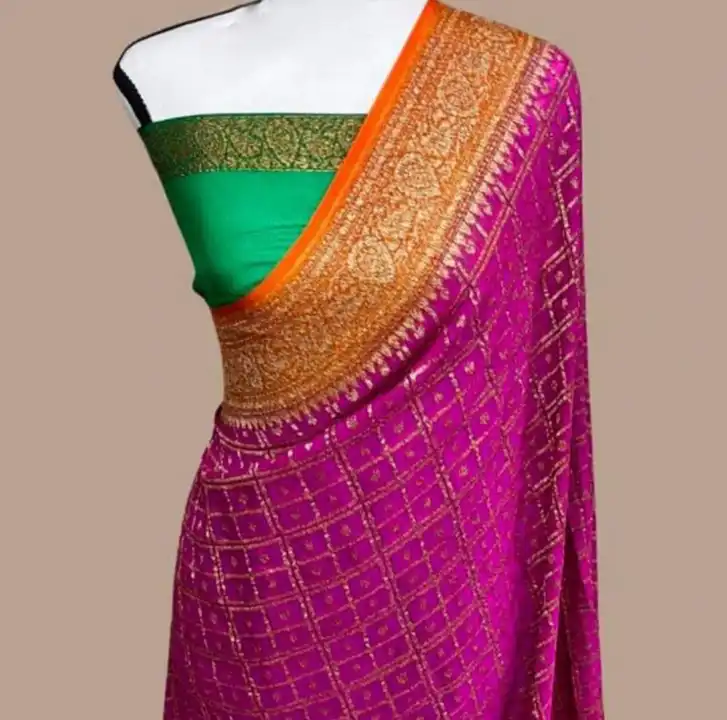 Banarasi daeyble semi jorjet silk saree  uploaded by Zainab fashion on 5/18/2023