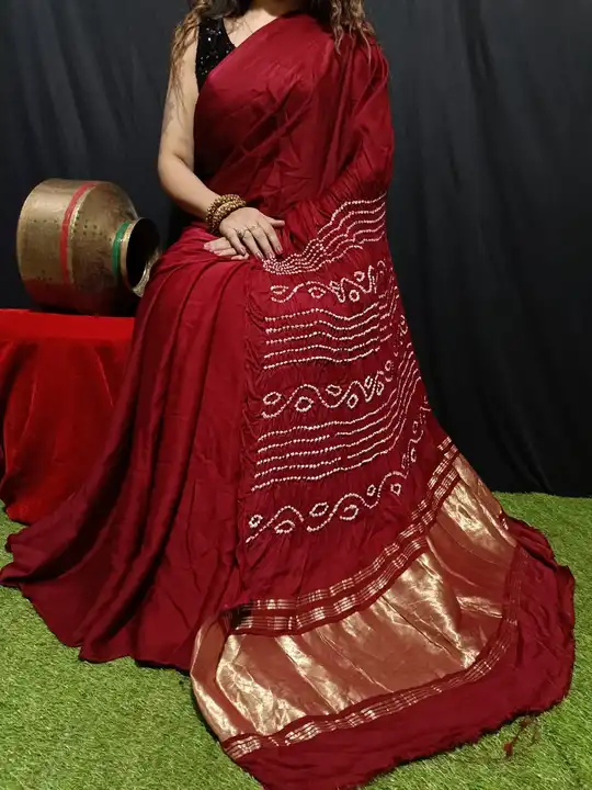 Pure modal silk saree uploaded by Bandhani handcrafted on 5/18/2023