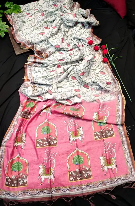 Very soft and  pretty feel mul linnen cotton sarees  uploaded by Bandhani handcrafted on 5/18/2023