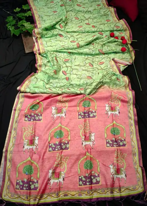 Very soft and  pretty feel mul linnen cotton sarees  uploaded by Bandhani handcrafted on 5/18/2023
