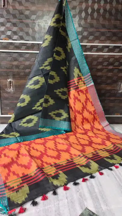 Pure Cotton Ikkat Weaving Design Saree With Running Blouse  uploaded by Kiran Textile on 5/18/2023