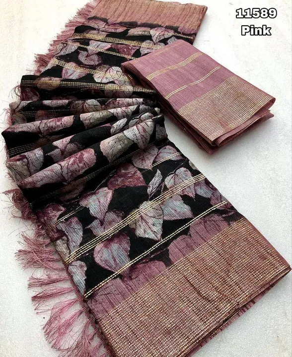 Soft Lenin floral print saree uploaded by VARDHAK COLLECTION  on 5/18/2023