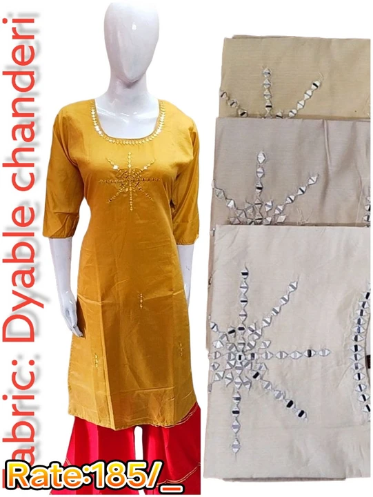 Chanderi kurtie with joint crap inner  uploaded by Ridhi Sidhi Creation 9512733183 on 5/18/2023