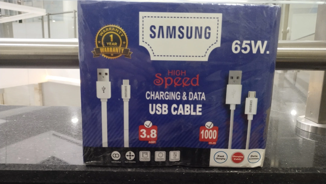 Cable v8 and tabe c 1year warranty 65w uploaded by business on 5/18/2023