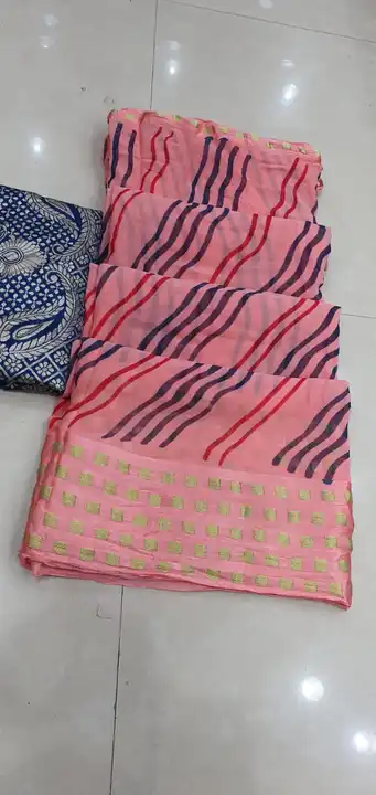 Super new 😎😎design launch🥰🥰🥰👉👉pure geogret   fabric🥰😍👉contrash blouse👉👉👉👉jaipuri hand  uploaded by Gotapatti manufacturer on 5/19/2023