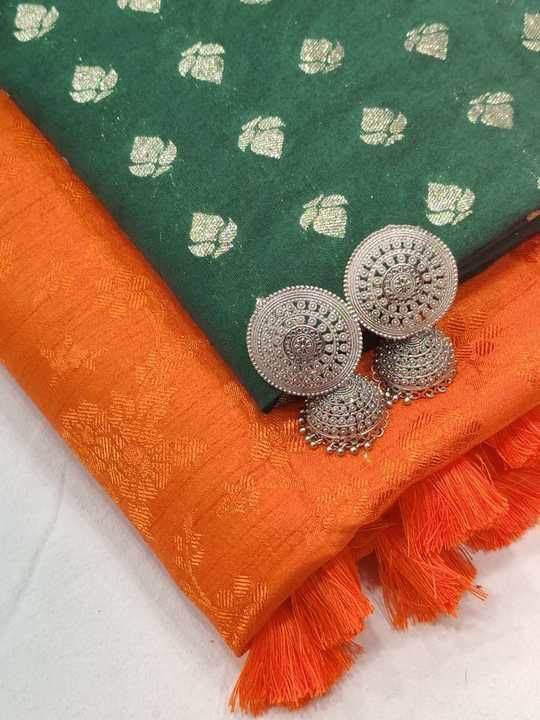 Cotton crape saree with banarasi blouse uploaded by Angelin's Boutique on 3/10/2021