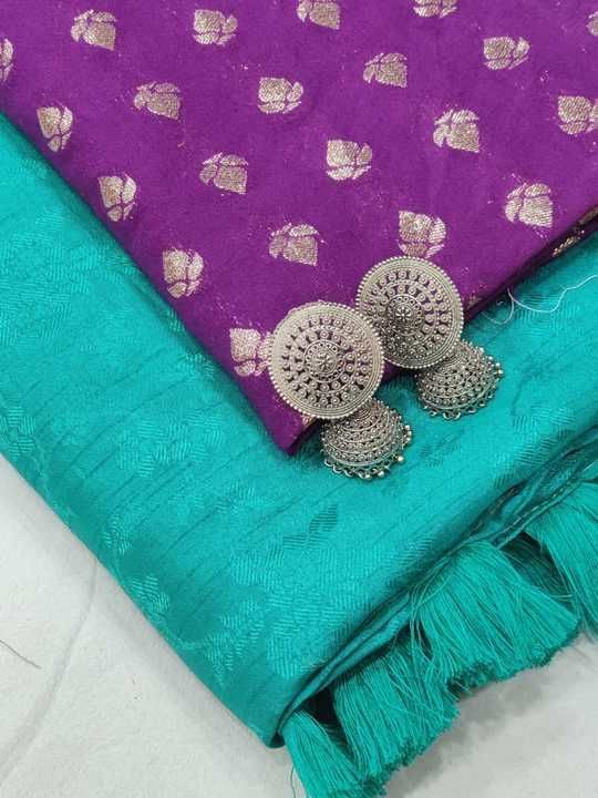 Cotton crape saree with banarasi blouse uploaded by business on 3/10/2021