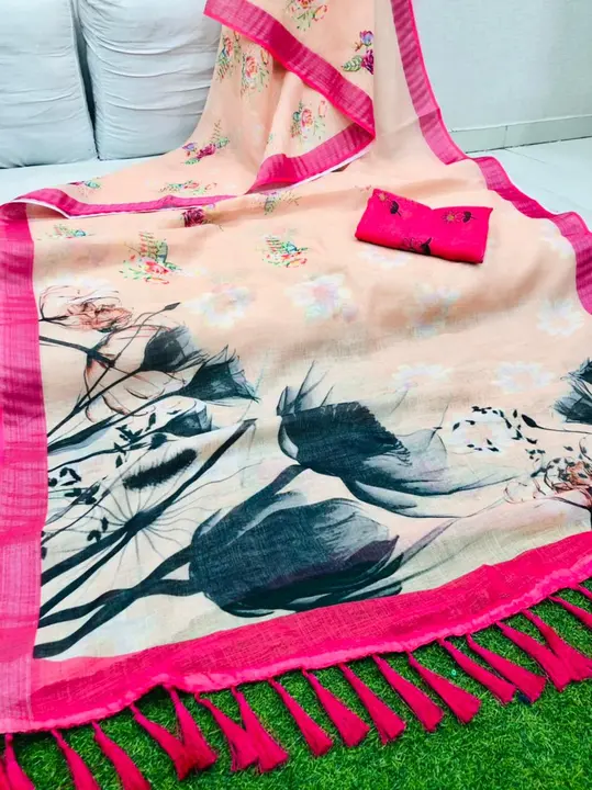 *Fabric : Original Linen  Digital Print With Jari Border with Blouse Piece*

*Pallu with BEAUTIFUL z uploaded by Divya Fashion on 5/19/2023