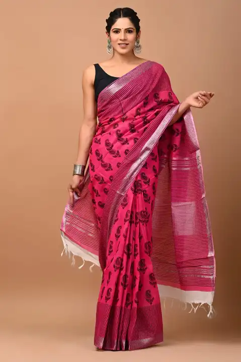 Linen saree  uploaded by business on 5/19/2023