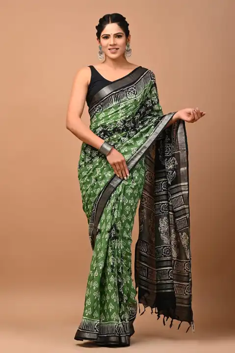Linen saree  uploaded by Mohit hand Prints on 5/19/2023