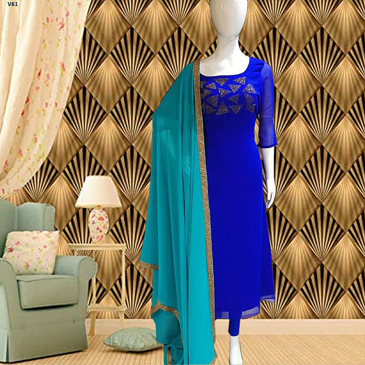 Post image 🥳🥳(GT code-809)🥳🥳
Desirable Partywear Diamond Work Stitched Georgette Churidar Suit

Stitching Type - full stitched

Fabric - Faux Georgette
inner- MIcro cotton

work- Diamond work

Duppata - Faux georgette (pearl work)

Bottoms - Cotton Crape ( Stitched )

Top Length - 48 inches

Bottom length - 46 Inches (chudidar style)

Sleeves - 22 inches

Color - Black, Tometo Red, royal blue, Wine

Size- S(36), M(38), L(40), XL(42), XXL(44), 3XL(46)

Price- https://wa.me/918780328289
👉🏼Quality products
