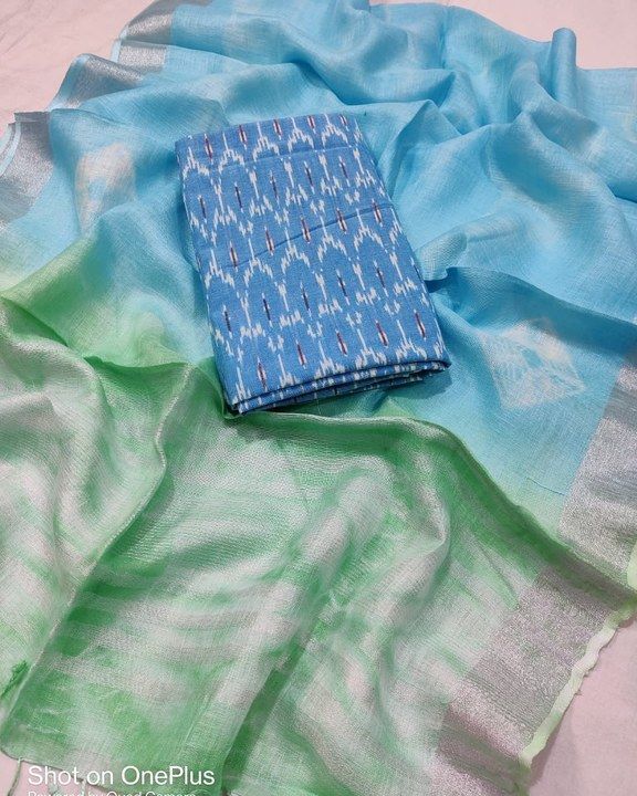 Ikkat shirt with linen double colour dupatta uploaded by business on 3/10/2021