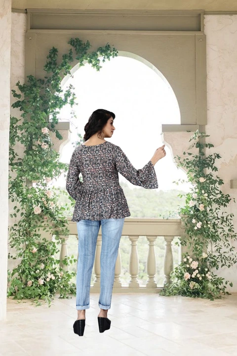 CALEDONIA Women's Western Modern Fit Bell Sleeves Square Neck Floral Designer Top uploaded by CALEDONIA APPARELS on 5/19/2023