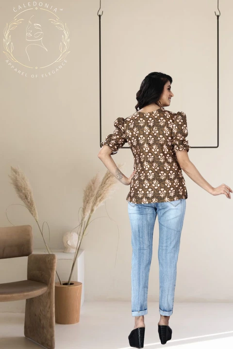 CALEDONIA Women's Half Puff Sleeves Batik Printed Modern Fit Design Top uploaded by CALEDONIA APPARELS on 5/19/2023