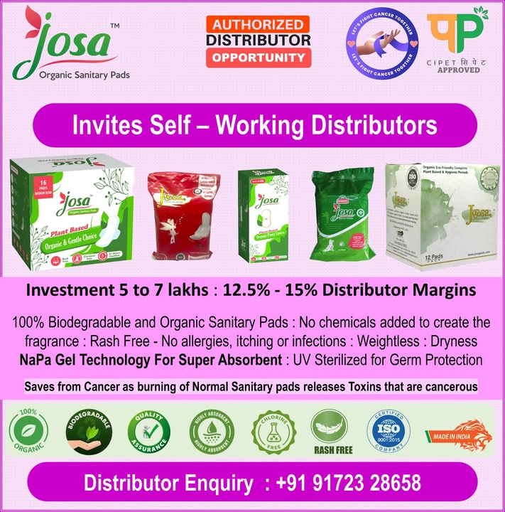 Josa Pads Distribution Opportunity uploaded by business on 5/19/2023