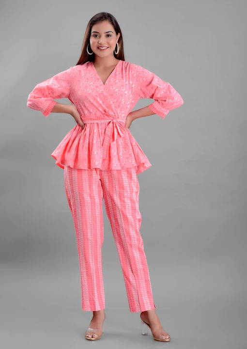 Handcrafted Peplum printed Co-Ord set
Give yourself a spin to less is more with this pink gathered p uploaded by Mahipal Singh on 5/19/2023