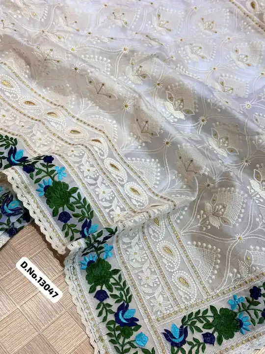 *New Arrivals in organza || Babli!!*

*D.No.13047*

 Pure  Organza silk saree with vidcose embroider uploaded by Maa Arbuda saree on 5/19/2023